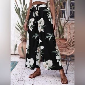 Boho floral wide leg pants